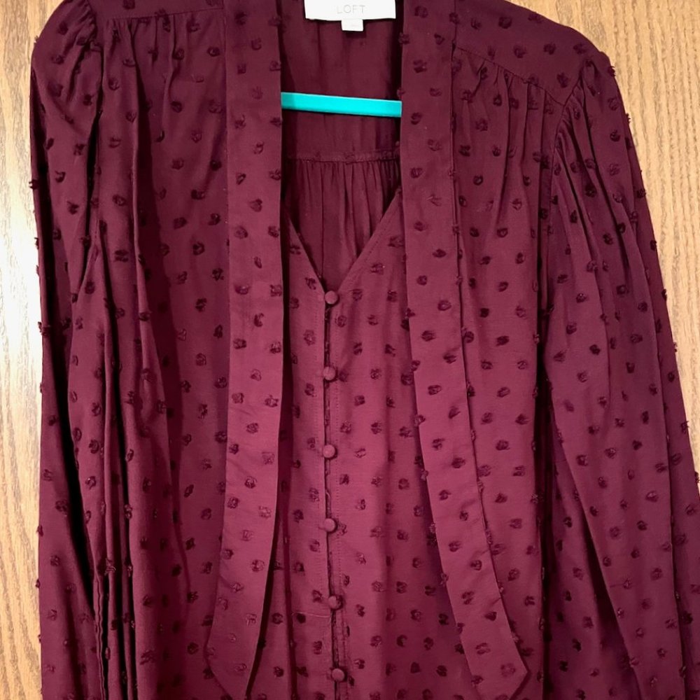 LOFT Blouse NWOT size Large - gorgeous WINE color!